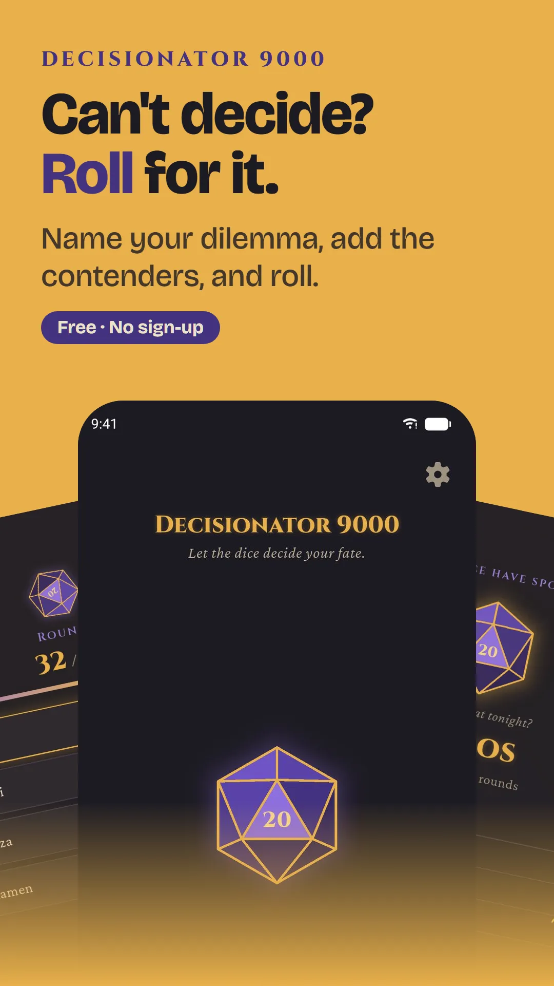 Decisionator 9000 app screenshot